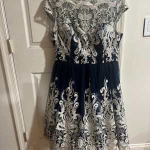 Chi Chi London Premium Metallic Dress Blue 20UK (16 US)